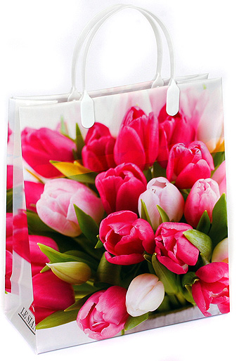 Сумка-пакет пласт. мягк. 12/146 тюльпаны розовые