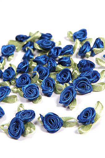 Цветок декор. 001/55 атласная розочка- синяя