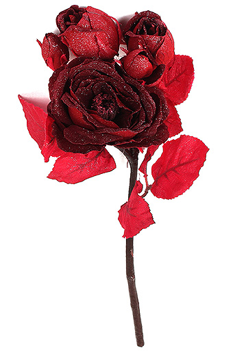 Цветок декор. 132/25 роза кустовая бархатная бордовая