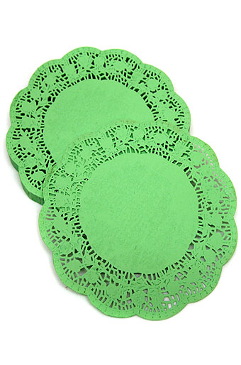 Салфетки ажурные цветные 215/45 кргулые зеленые
