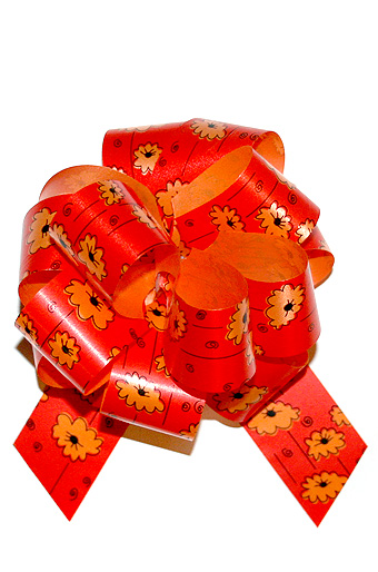 Бант шар 322/08-35 лютики оранжевые на красном