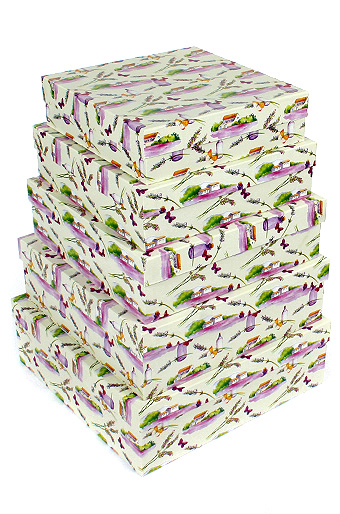 Коробка карт. 050/2012 наб. из 5 квадратов- лавандовая деревушка