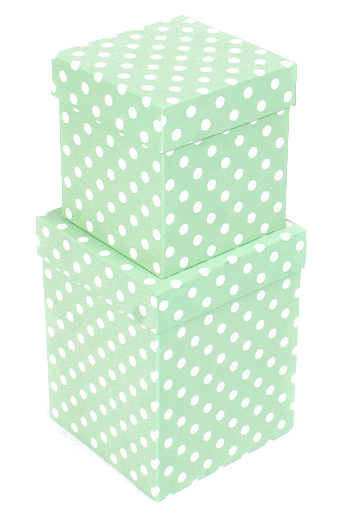 Коробка карт. 019/004-47 наб. из 2 под кружку- горошек белый на мятном