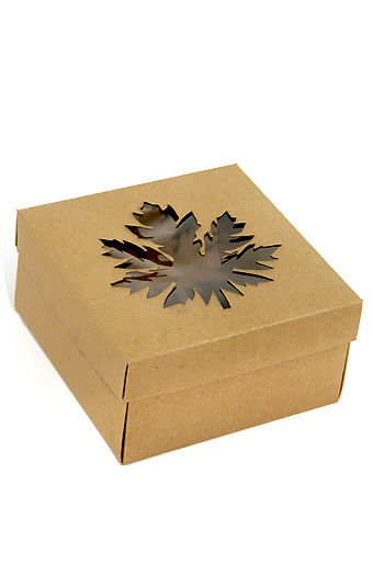 Коробка крафт эко 196/01 квадрат крышка+дно- кленовый лист / ПОД ЗАКАЗ