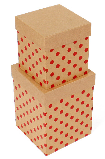 Коробка карт. крафт 019/002-20 наб. из 2 под кружку- горошек красный