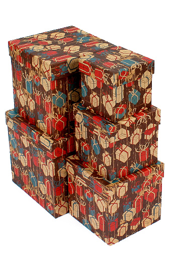 Коробка карт. крафт 051/2002 наб. из 5 кубов мал.- подарки-вуд