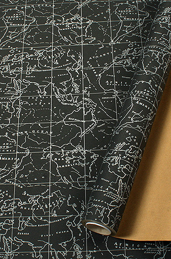 Бумага капелла 31/677-05 метал- крафт/карта мира на черном