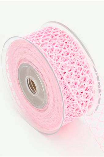Лента тканая 112/61 сетка плетеная- розовая