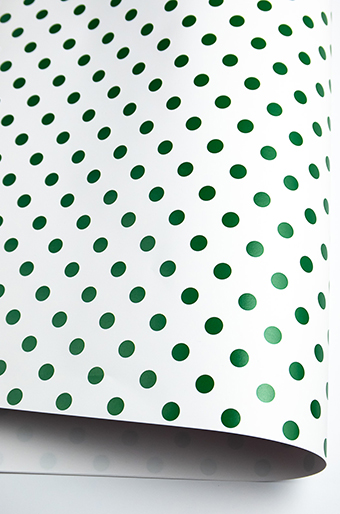 Бумага глянц. 100/005-45 горошек зеленый на белом